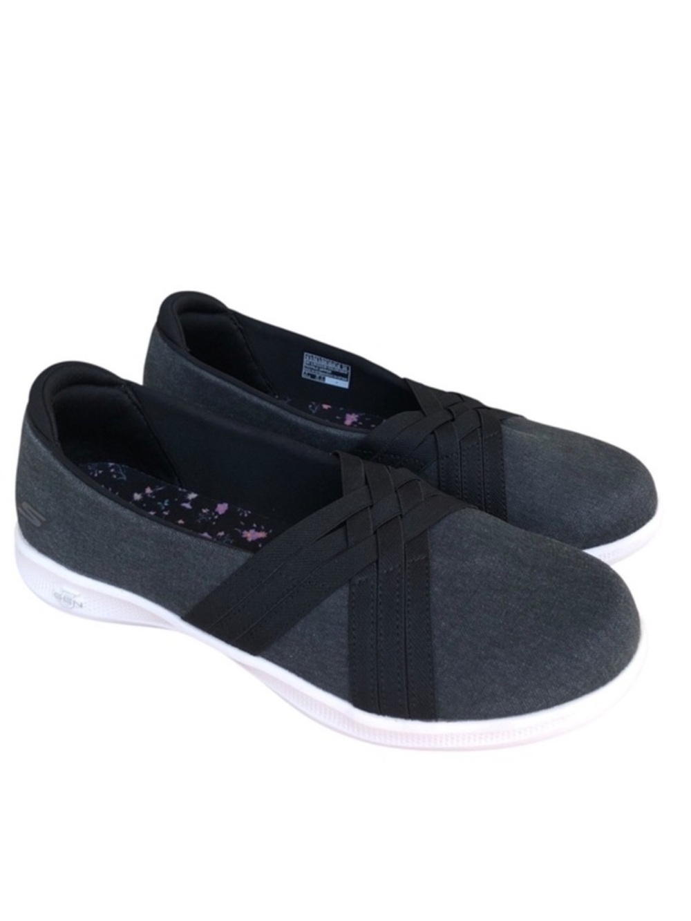 Skechers Go Step Lite Summer Love Slip-on Shoes Women's Charcoal White 9.5